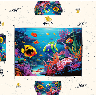 Vibrant Tropical Coral Reef Scene 200 Puzzle Schachtel 3D Modell