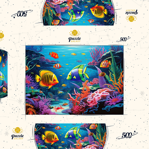 Vibrant Tropical Coral Reef Scene 500 Puzzle Schachtel 3D Modell