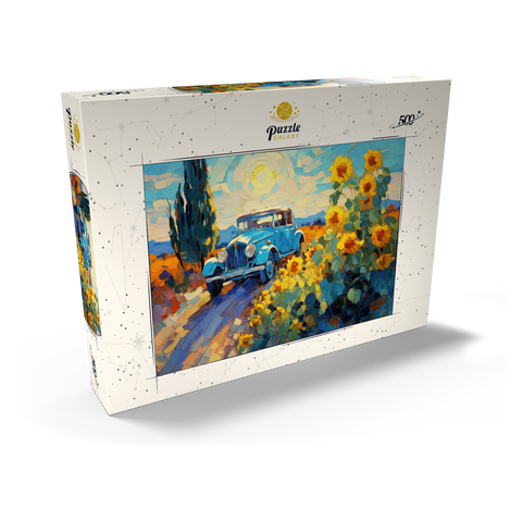 Classic Car and Sunflowers Under Bright Sun 500 Puzzle Schachtel Ansicht2