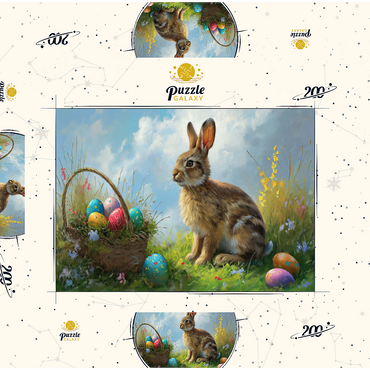 Darstellung des Puzzle Motivs Easter Bunny with Colorful Eggs 200 Puzzle Schachtel 3D Modell