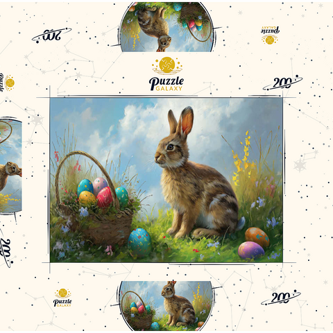 Darstellung des Puzzle Motivs Osterhase mit bunten Eiern Easter Bunny with Colorful Eggs 200 Puzzle Schachtel 3D Modell