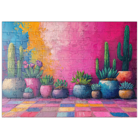 Darstellung des Puzzle Motivs Bunte Kakteen- und Sukkulentenausstellung - Puzzleteile: 100
