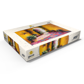 Darstellung des Puzzle Motivs Sonniger Innenhof mit Topfblumen - Puzzleteile: 1000