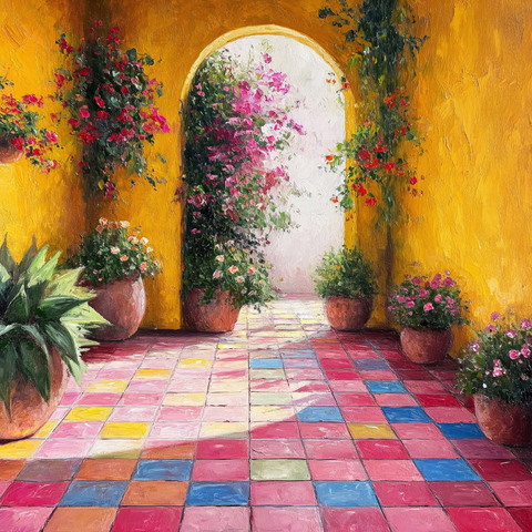 Sunny Courtyard with Potted Flowers 1000 Puzzle 3D Modell