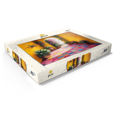 Sunny Courtyard with Potted Flowers 100 Puzzle Schachtel Ansicht1