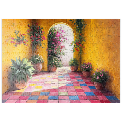 puzzleplate Sunny Courtyard with Potted Flowers 200 Puzzle