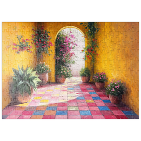 Darstellung des Puzzle Motivs Sonniger Innenhof mit Topfblumen - Puzzleteile: 200