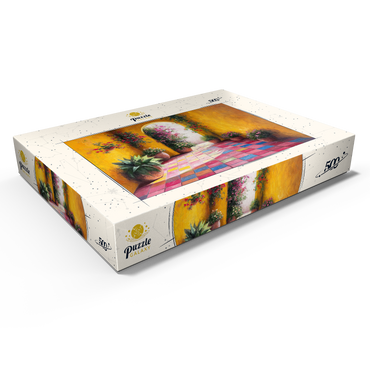 Sunny Courtyard with Potted Flowers 500 Puzzle Schachtel Ansicht1