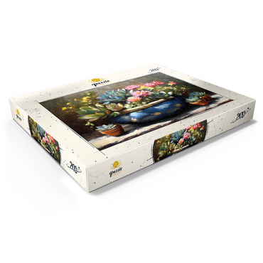 Blooming Succulents in Blue Ceramic Pot 200 Puzzle Schachtel Ansicht1