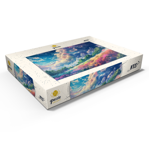 Vibrant Meadow Under Rainbow Clouds 1000 Puzzle Schachtel Ansicht1