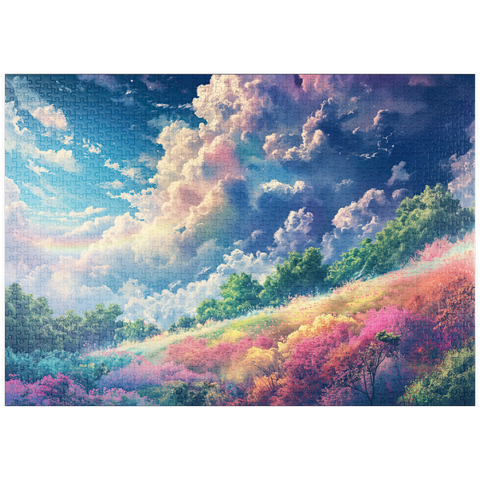 puzzleplate Vibrant Meadow Under Rainbow Clouds 1000 Puzzle