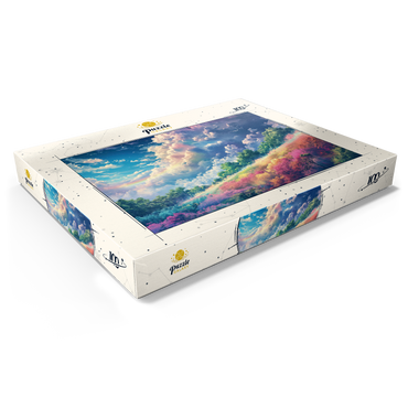 Vibrant Meadow Under Rainbow Clouds 100 Puzzle Schachtel Ansicht1