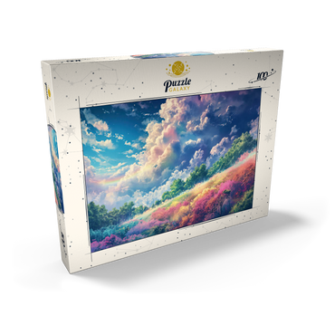 Vibrant Meadow Under Rainbow Clouds 100 Puzzle Schachtel Ansicht2