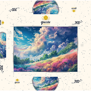 Vibrant Meadow Under Rainbow Clouds 200 Puzzle Schachtel 3D Modell