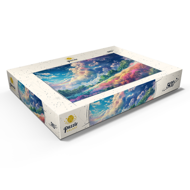 Vibrant Meadow Under Rainbow Clouds 500 Puzzle Schachtel Ansicht1