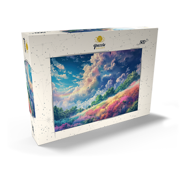 Vibrant Meadow Under Rainbow Clouds 500 Puzzle Schachtel Ansicht2