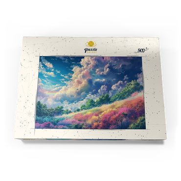 Vibrant Meadow Under Rainbow Clouds 500 Puzzle Schachtel Ansicht3