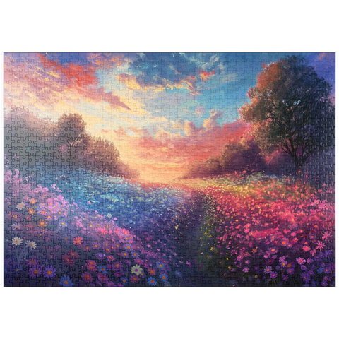 puzzleplate Sunset Over Vibrant Flower Fields 1000 Puzzle