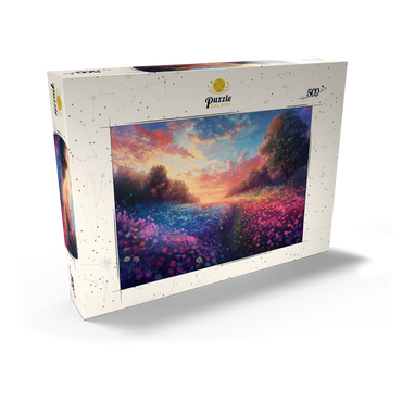 Sunset Over Vibrant Flower Fields 500 Puzzle Schachtel Ansicht2