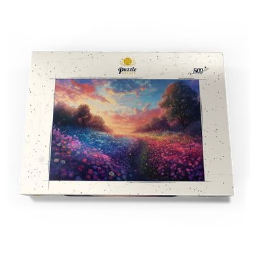 Sunset Over Vibrant Flower Fields 500 Puzzle Schachtel Ansicht3