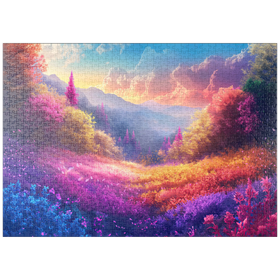 Darstellung des Puzzle Motivs Lebendiger Regenbogen Waldtal - Puzzleteile: 1000