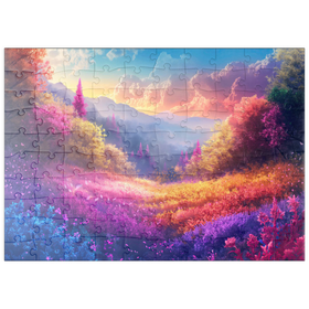 Darstellung des Puzzle Motivs Lebendiger Regenbogen Waldtal - Puzzleteile: 100