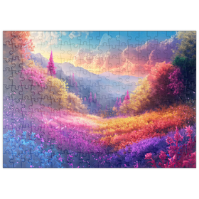 Darstellung des Puzzle Motivs Lebendiger Regenbogen Waldtal - Puzzleteile: 200