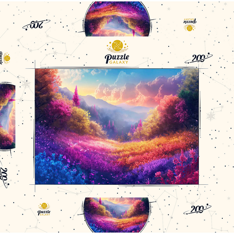 Vivid Rainbow Forest Valley 200 Puzzle Schachtel 3D Modell