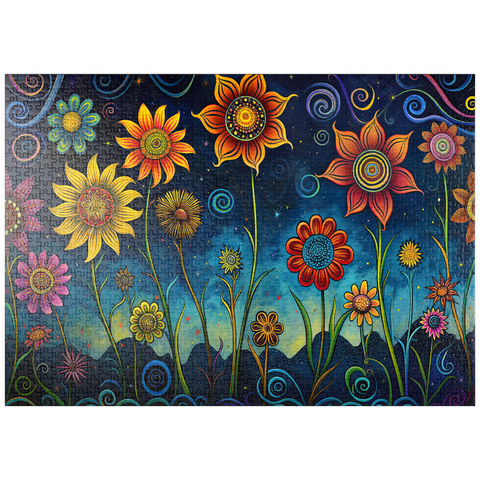 puzzleplate Whimsical Nighttime Flower Garden 1000 Puzzle