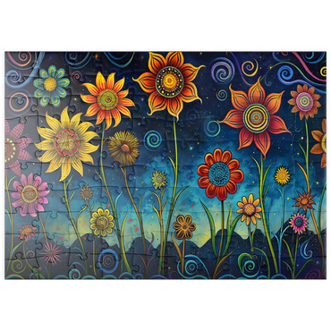 puzzleplate Whimsical Nighttime Flower Garden 100 Puzzle