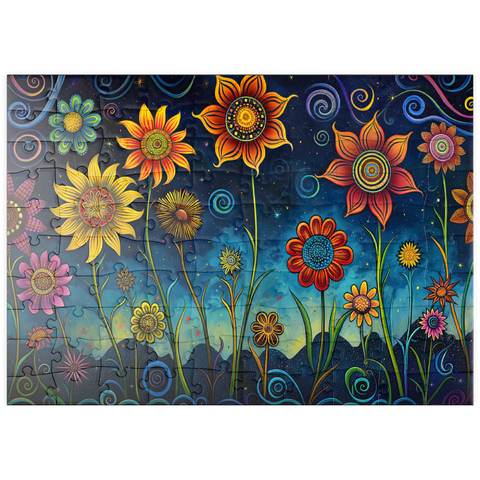 puzzleplate Whimsical Nighttime Flower Garden 100 Puzzle