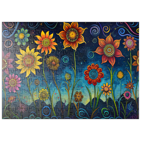 puzzleplate Whimsical Nighttime Flower Garden 200 Puzzle
