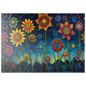Darstellung des Puzzle Motivs Skurriler nächtlicher Blumengarten - Puzzleteile: 200