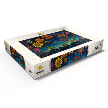 Whimsical Nighttime Flower Garden 500 Puzzle Schachtel Ansicht1