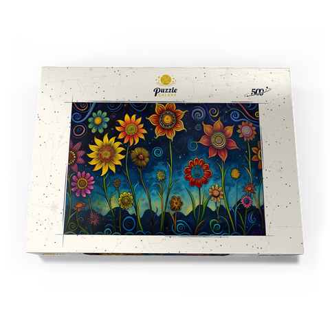Whimsical Nighttime Flower Garden 500 Puzzle Schachtel Ansicht3