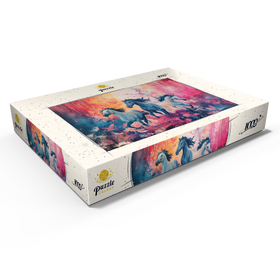 Alternative Darstellung des Puzzle-Motivs Wilde Pferde in pulsierender Traumlandschaft – Puzzleteile: 1000