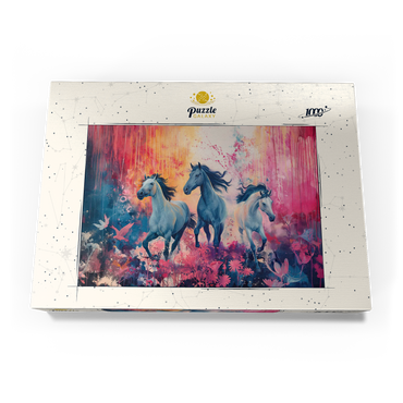 Darstellung des Puzzle Motivs Wild Horses in Vibrant Dreamscape 1000 Puzzle Schachtel Ansicht3