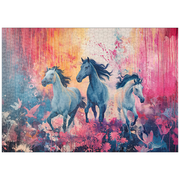 Darstellung des Puzzle Motivs puzzleplate Wild Horses in Vibrant Dreamscape 1000 Puzzle