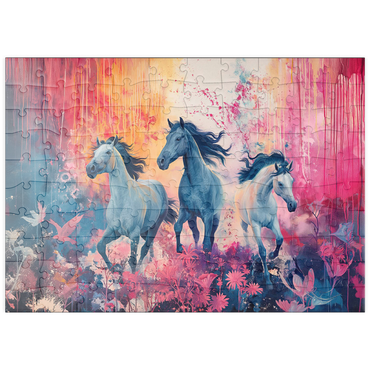 Darstellung des Puzzle Motivs puzzleplate Wild Horses in Vibrant Dreamscape 100 Puzzle