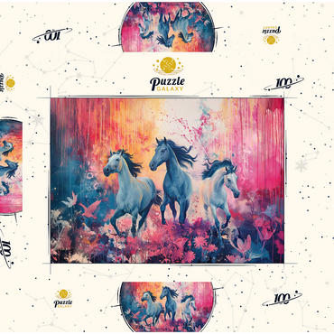 Darstellung des Puzzle Motivs Wild Horses in Vibrant Dreamscape 100 Puzzle Schachtel 3D Modell