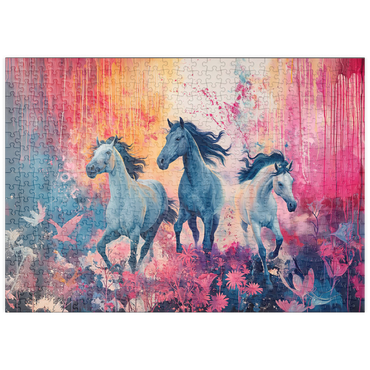 Darstellung des Puzzle Motivs puzzleplate Wild Horses in Vibrant Dreamscape 500 Puzzle