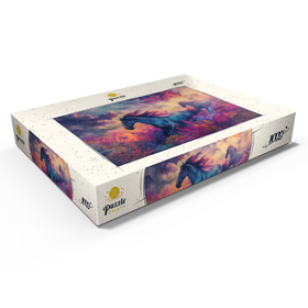 Alternative Darstellung des Puzzle-Motivs Majestätische Pferde in lebhafter Fantasielandschaft – Puzzleteile: 1000