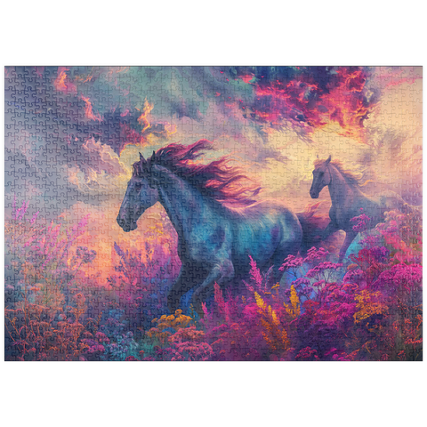 puzzleplate Majestic Horses in Vibrant Fantasy Landscape 1000 Puzzle