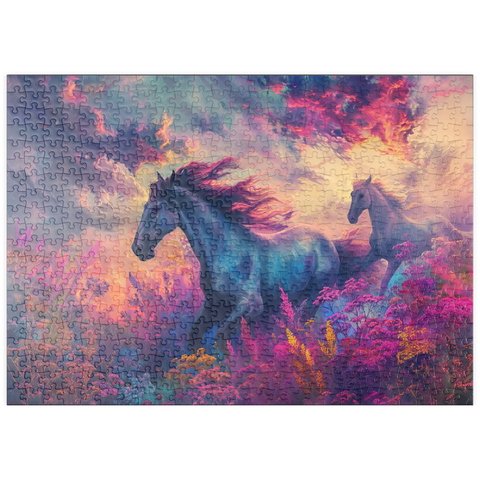 puzzleplate Majestic Horses in Vibrant Fantasy Landscape 500 Puzzle