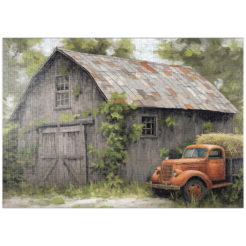 puzzleplate Rustic Barn and Vintage Hay Truck 1000 Puzzle