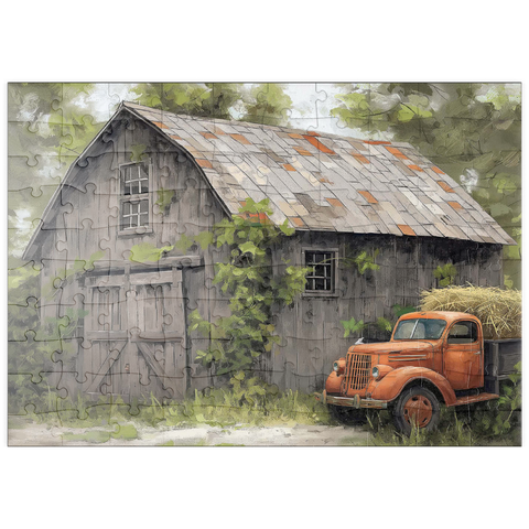 puzzleplate Rustic Barn and Vintage Hay Truck 100 Puzzle
