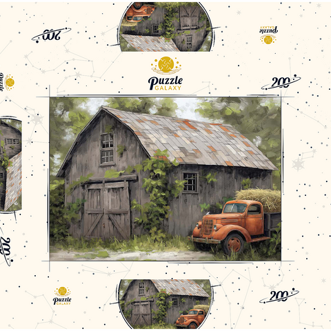 Rustic Barn and Vintage Hay Truck 200 Puzzle Schachtel 3D Modell