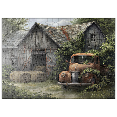puzzleplate Weathered Barn with Classic Rusty Truck 200 Puzzle
