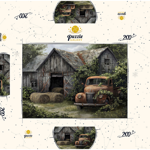 Weathered Barn with Classic Rusty Truck 200 Puzzle Schachtel 3D Modell