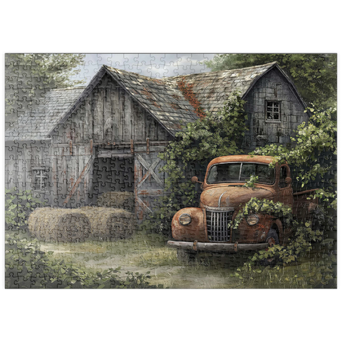 puzzleplate Weathered Barn with Classic Rusty Truck 500 Puzzle